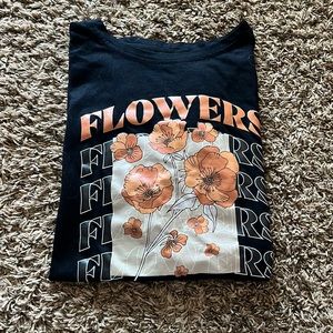 Black “Flowers” t-shirt from SHEIN. NEVER WORN, but tags were taken off.